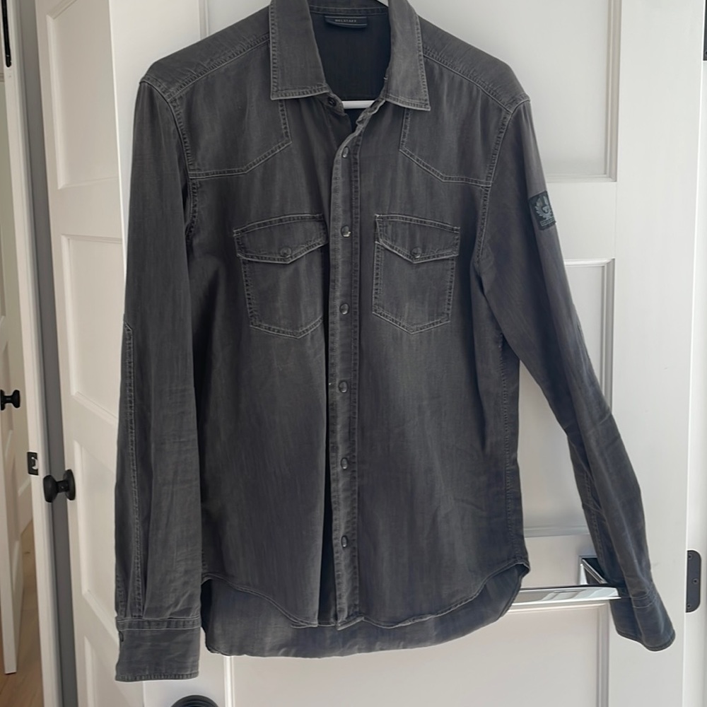 Belstaff, army green, button down shirt